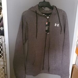 Under Armour Gray Full Zip Hoodie. Medium Weight. Size Large.  New With Tag